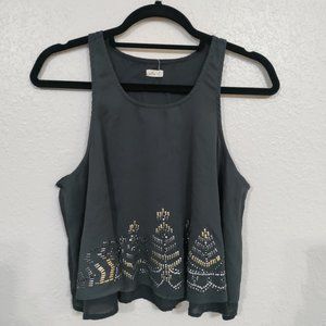 Hollister Women's Rhinestone Embellished Top Black Medium